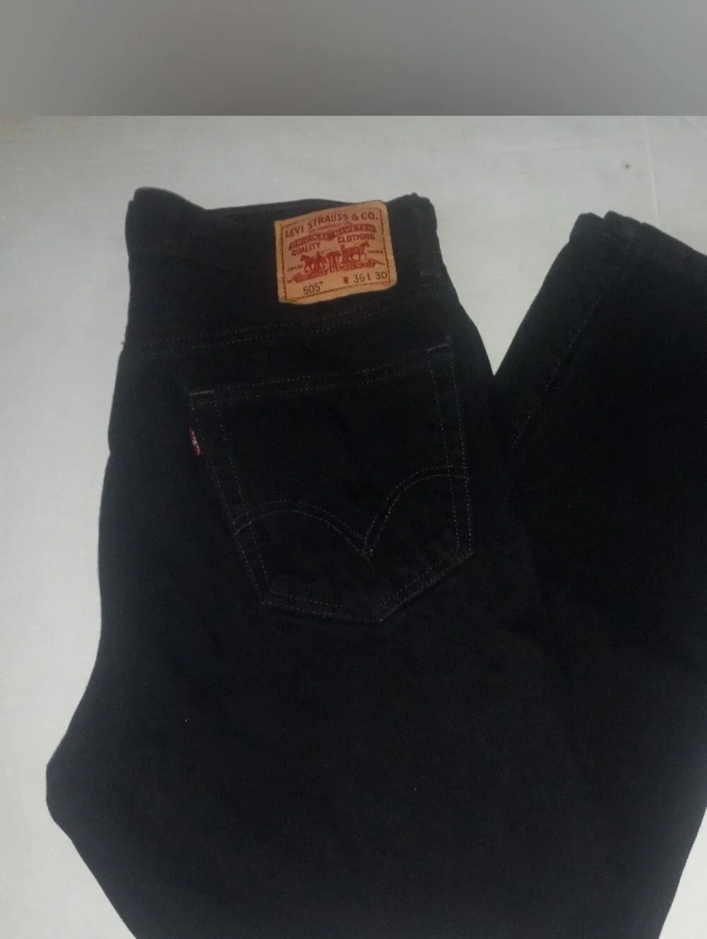Levi's 505 Regular Fit Black Denim Jeans Mens 36x30